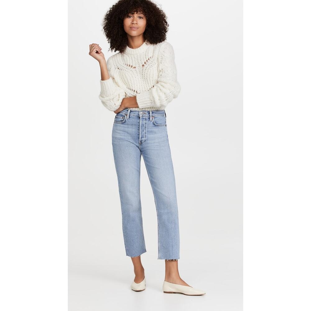 NWT RE/DONE 70s High-Rise Stove Pipe Straight-Leg Light Wash Jeans Size 26